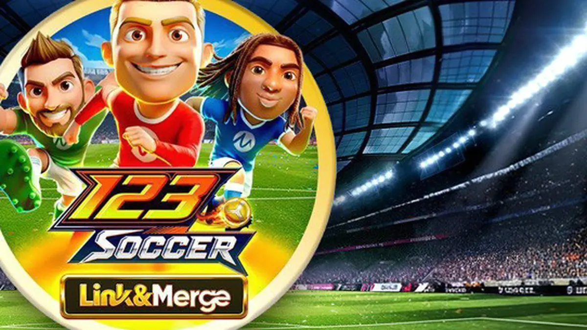 Tampilan visual slot 123 Soccer Link&Merge dengan tema lapangan sepak bola