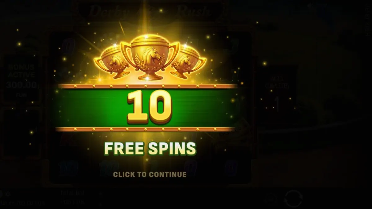 Tampilan visual slot Derby Rush dengan tema pacuan kuda mewah